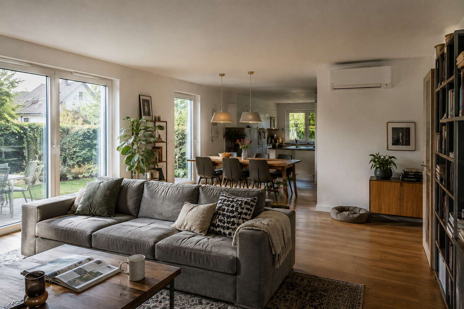 Wohnzimmer Doppelhaushälfte Karben mit Klimaanlage